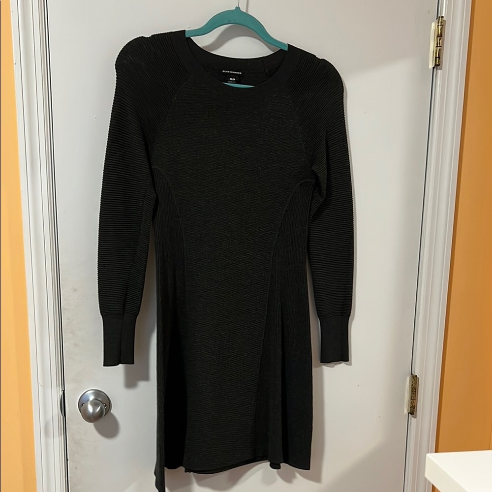 Black Ribbed Knit Dress